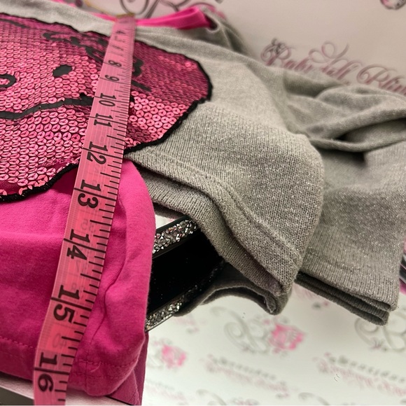 Hello kitty sparkly top long sleeve tank top underneath sequin heart front - Picture 8 of 11